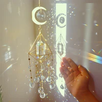 sun ball crystal hanging metal ornament catching light wind chime moon prism ball flower jewelry rainbow window pendant