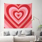 Ретро психоделический розовый гобелен в форме сердца Y2k, настенное украшение, хиппи, Полиэстеровые гобелены, Мандала INS, одеяло, Настенный декор, 95x73 см