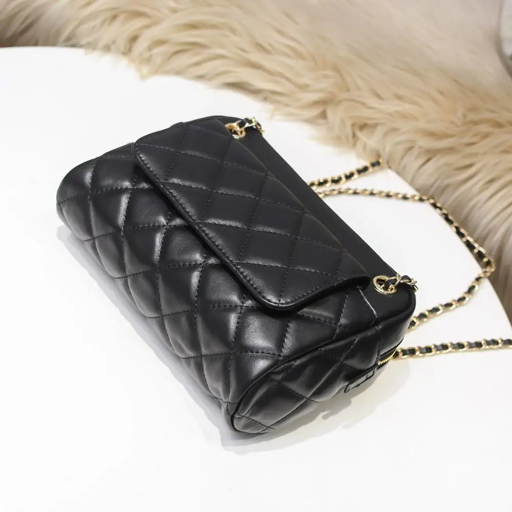 

free shipping 2020 the new style fashion genuine cow leather women one shoulder bag crossbody bag 22cm chain bag