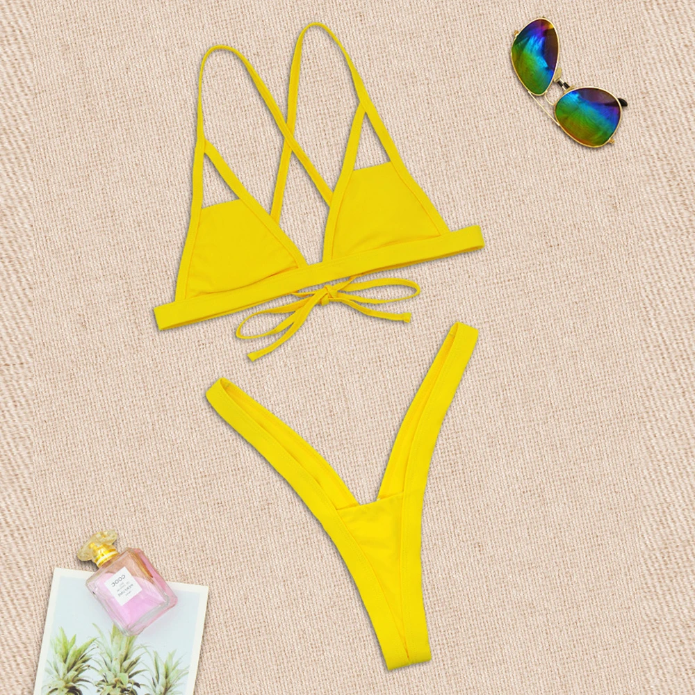 

2021 Sexy Bikini Women Swimsuit Hollow Out Swimwear Female Thong Biquini Brazilian Bathing Suits Summer Beach Wear Swimming Suit