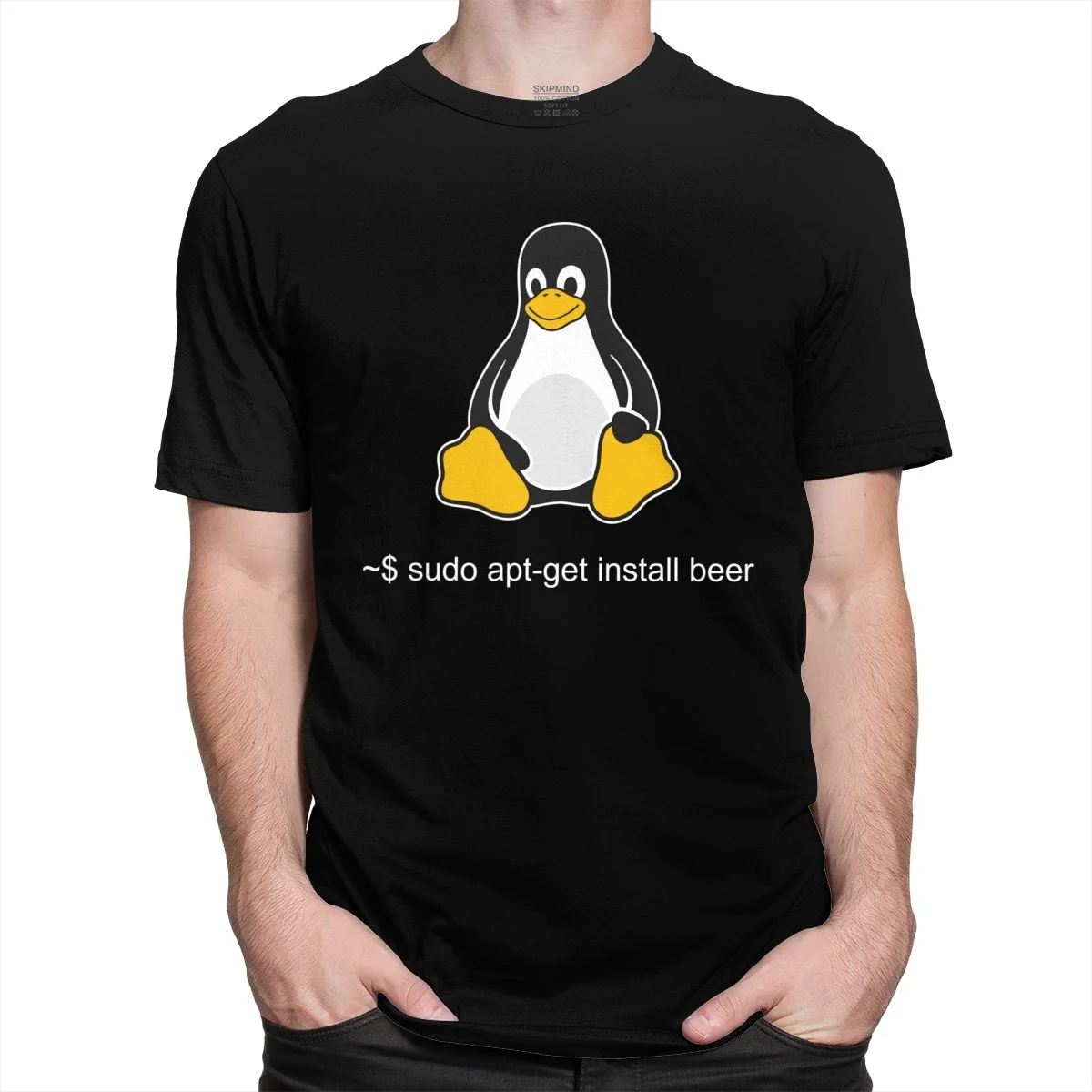 Забавная футболка Linux Sudo Get Me A Beer Мужская с коротким рукавом пингвином
