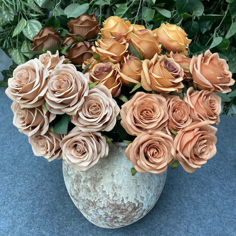 

9 Heads White Rose 55cm Artificial Flower for Home Wedding Decor Fake Flower
