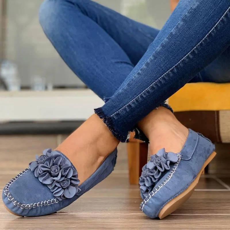 

driving Shoes Women Four Seasons New Casual Women's Single Shoes Flower Peas 35-43 Large Size Suede Lazy Flats Loafers Shoe