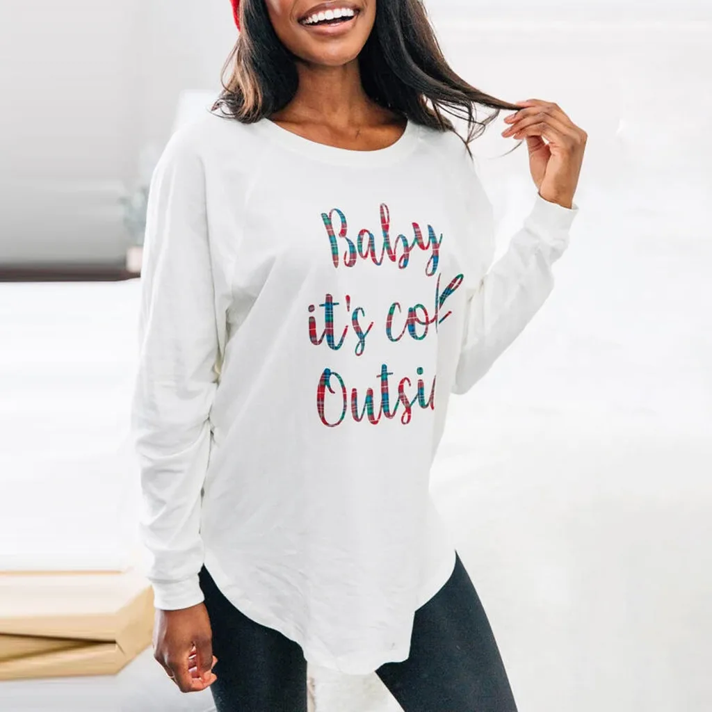 Зимние женские блузки с буквенным принтом женская одежда длинным рукавом