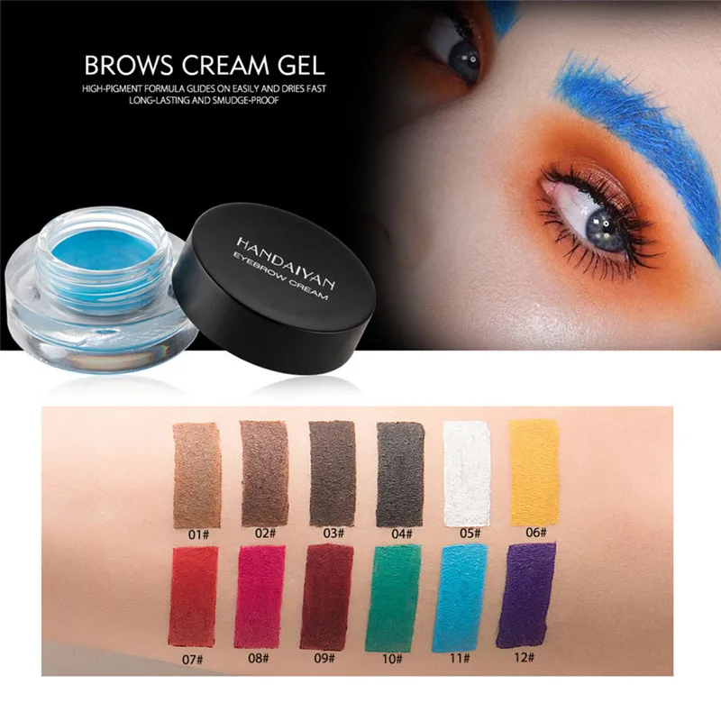 

12 Color Eyebrow Tint Makeup Waterproof Eyebrow Pomade Gel Enhancer Cosmetic Eye Makeup Eye Brow Cream with Brush Professional