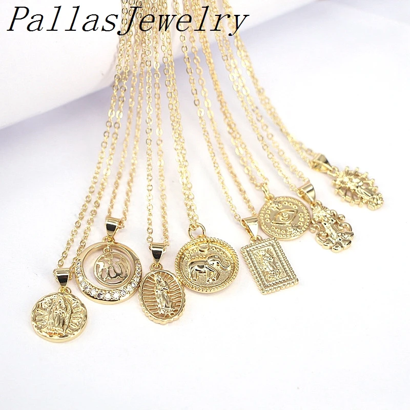 

12Pcs New Arrival Fashion Gold Color Crystal Zirconia Religion Eye Elephant Pendant Necklace CZ Necklace Women Gift