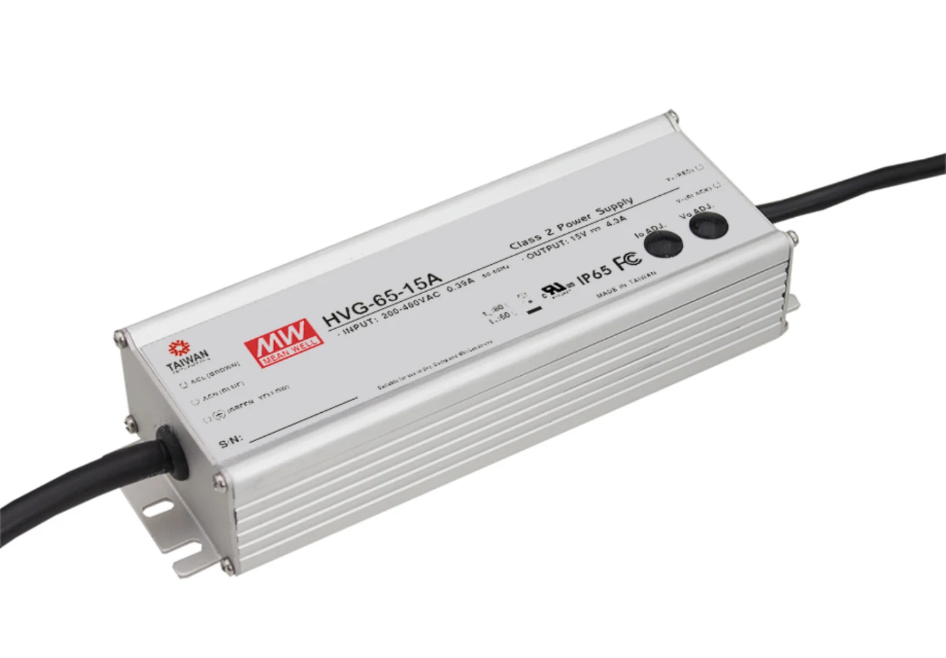 

transmit MEAN WELL HVG-65-42A/54A/42B 65W aluminum housing waterproof adjustable current LED switching power supply