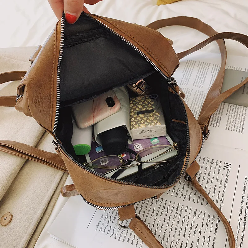 Женский рюкзак корейский стиль мягкая кожа Ретро для колледжа отдыха