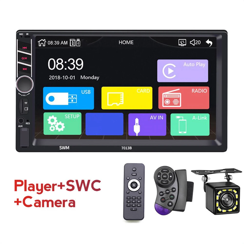 

7 Inch Car Multimedia Touch Screen Bluetooth-Compatible Audio Radio FM Transmitter Receiver Support Aux USB TF RCA For Android