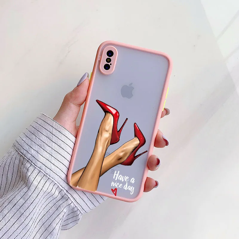 

VOGUE Model High heeled shoes Girl Phone Case for iPhone 12 Mini 11 Pro X XS Max XR 8 7 6 6s Plus Hard Matte Back Cover