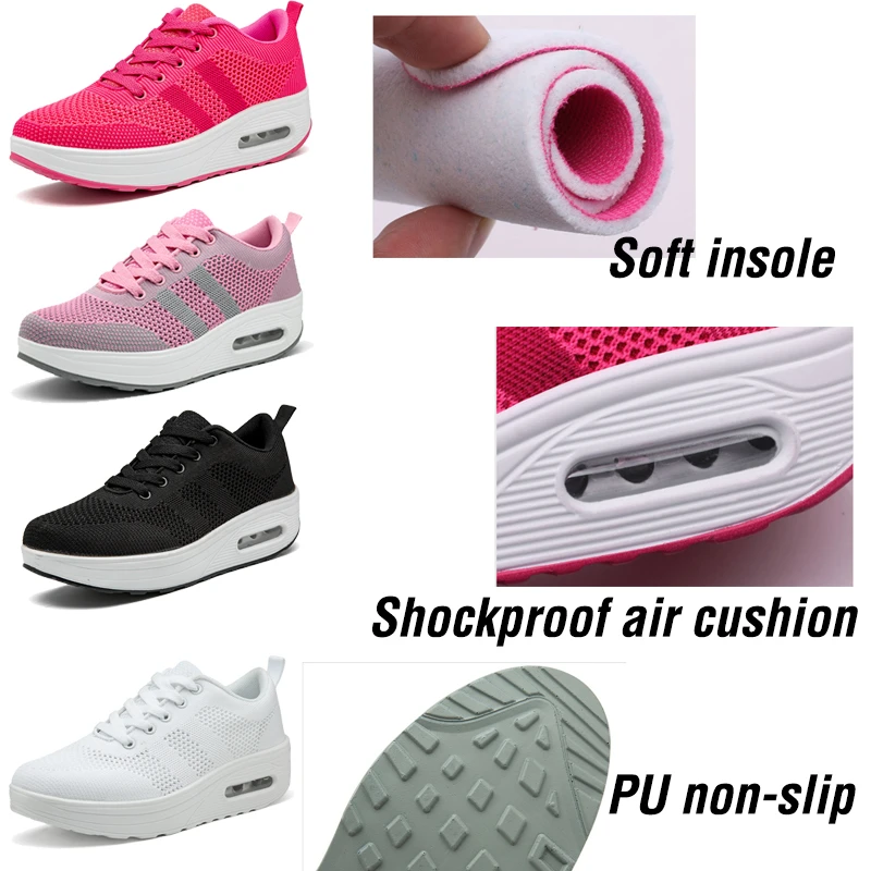 Женская Тонизирующая обувь Черные женские кроссовки на высоком каблуке