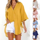 Повседневная с длинным рукавом свободные рубашки для женщин Модная хлопковая Блуза Топ в винтажном стиле, уличная одежда размера плюс 5XL Кнопка Туника Топ, футболка