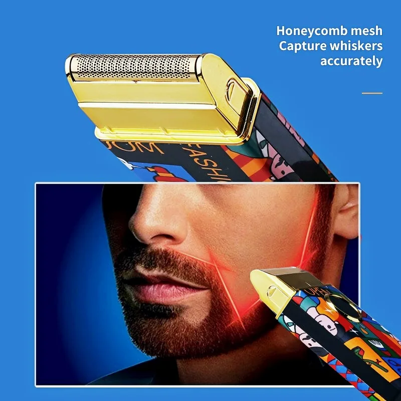 Kemei Electric Shaver For Men Professional Beard Trimmer Mini Electric Razor Beard Cutting Machine Graffiti USB Charging RS-7098 enlarge