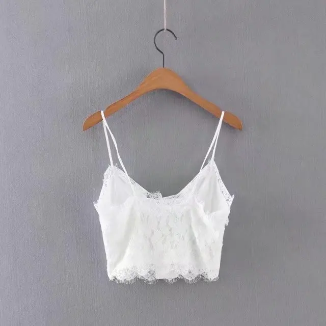 

Summer 2020 new fashion slim green tube top vest eyelashes fringed lace small sling women