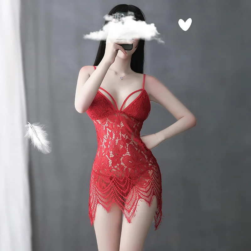 Сомнения очаровательно пикантные открытые ночная рубашка с кружевом одежда для