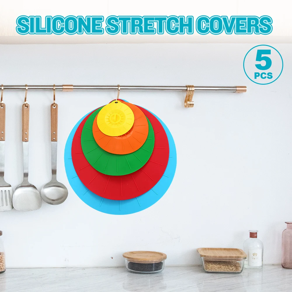 5 шт./компл. силиконовые крышки для пищевых продуктов гибкие чашек стеклянная