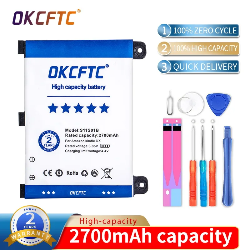 

OKCFTC 2700mAh Original Replacement Battery S11S01B For Amazon Kindle 2 & Kindle DX DXG D00511 D00701 D00801 Batteries