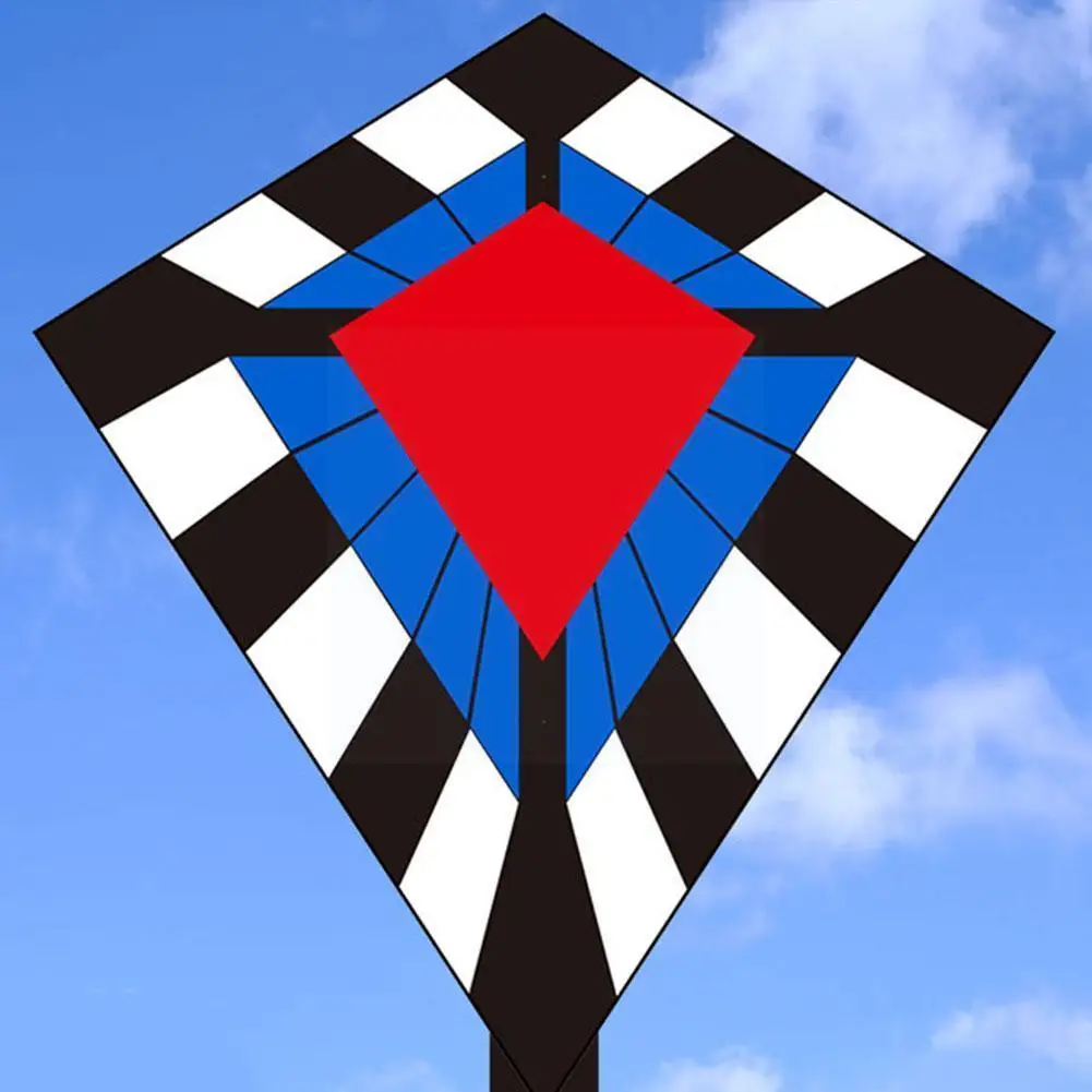 

Outdoor Fun Diamond Black New Diamond Kite Children's Color Cloth Kite Adult Personality Cartoon Tail Long Kite Plaid Line Z2M5
