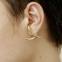 srcoi simple geometric x shaped crossed gold silver color clip earring no piercing minimalist women ear bone clip jewelry 2020