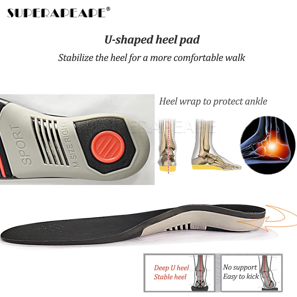 Running Sport Insoles Orthopedic Insoles Shock Absorbant Pads Sole Pad for Shoes insert Foot Care for Plantar Fasciitis