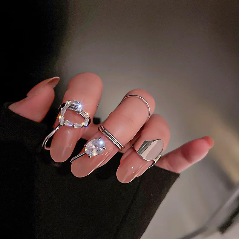 

Rings 2021 Trend Five-piece Women's Ring Temperament Design Sense Hand Jewelry Punk Geometric Simple Finger Women Jewelry