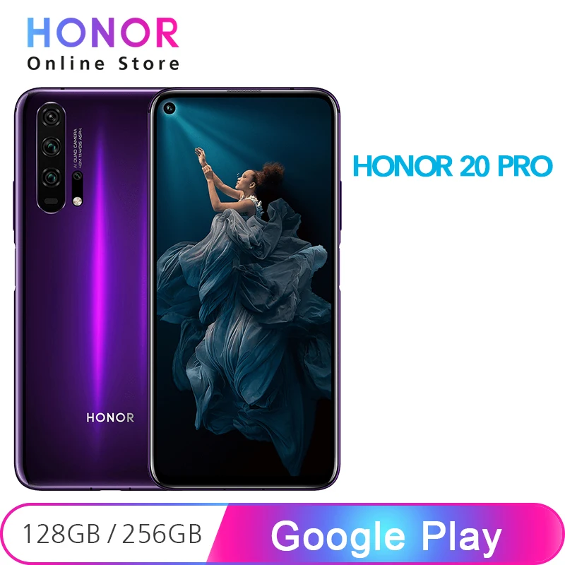 Оригинальный сотовый телефон Honor 20 Pro 128 ГБ/256 ГБ четырехъядерная задняя камера 48
