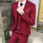 2019 (куртка + брюки + обширный) Новый дизайн пальто брюки костюм однотонные Свадебные смокинги для мужчин приталенные мужские костюмы корейская мода Y