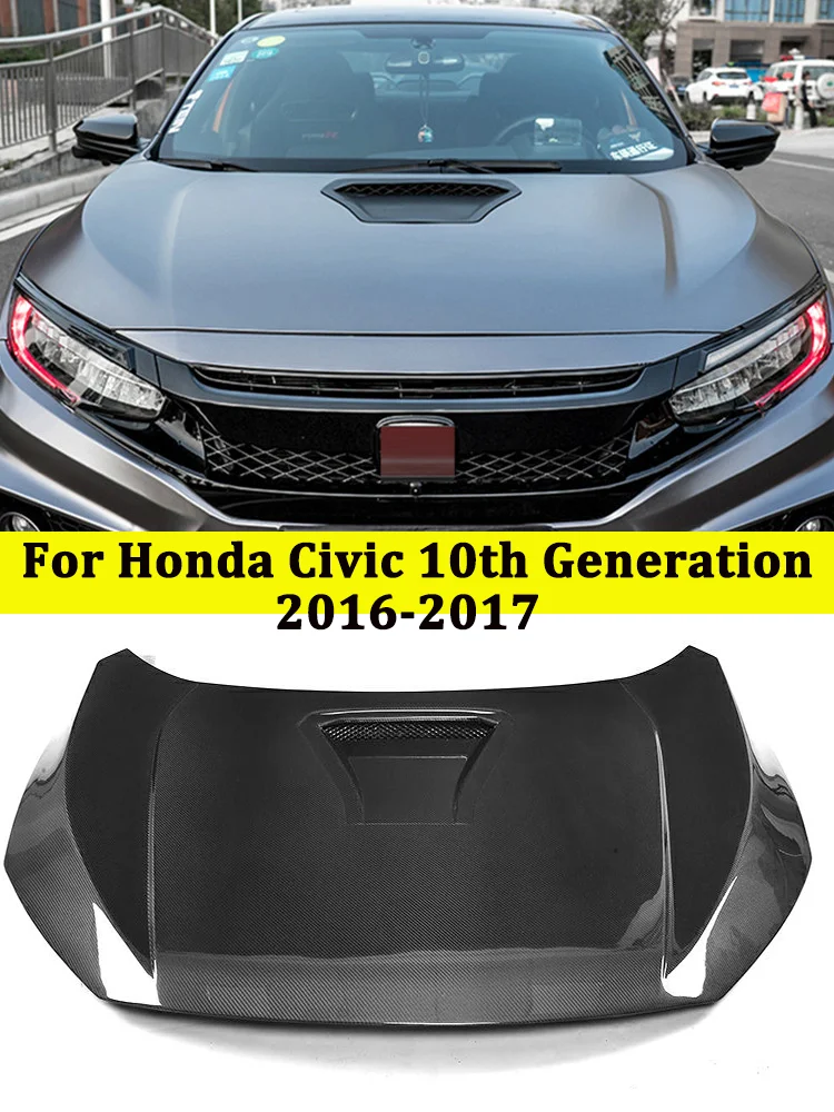 Крышка капота из углеродного волокна для Honda Civic 10 поколения 2016 2017 комплект