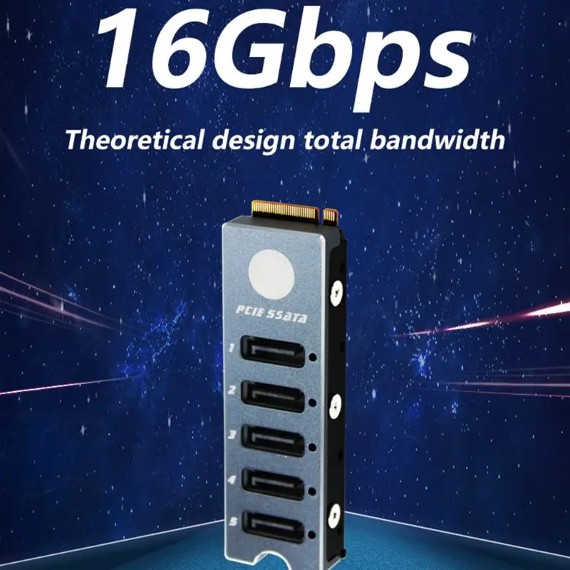 

SATA Disk Array Card JMS585-Slim 5 Ports SATA3 for M. 2 Nvme PCI-E 3.0 to SATA 16G JMB585 with Radiator for ThunderBolt3