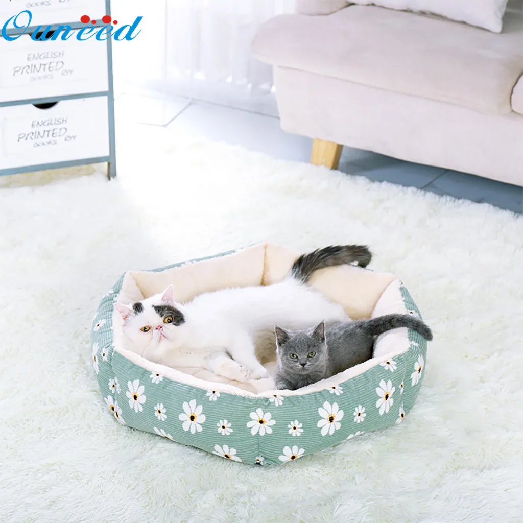 Домашние животные с цветочным узором мягкая теплая подушка для кошек домашний
