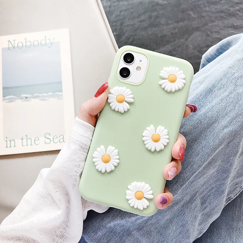 

ins Cute 3D Daisy Silicone Soft Phone Case For OPPO A3 A5 A7 A7X F11 A9 Pro A1k A92020 A11X A52020 A11 X A8 A91 A52 Cover