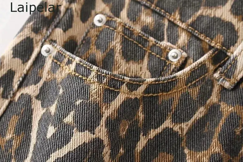

2020 Women's Fashion Cropped Pants High Waist Slim Stretch Leopard Jeans All-Match Thin Straight Pants Trend Autumn New