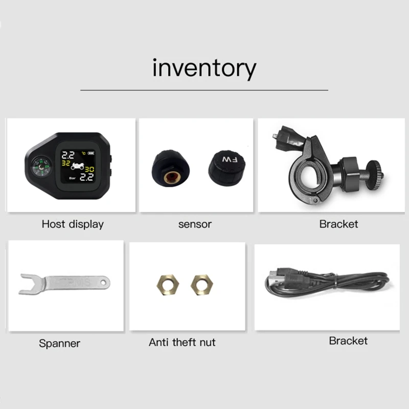 

Motorcycle 2 in 1 Tire Pressure Monitor with Compass Wireless Monitoring System