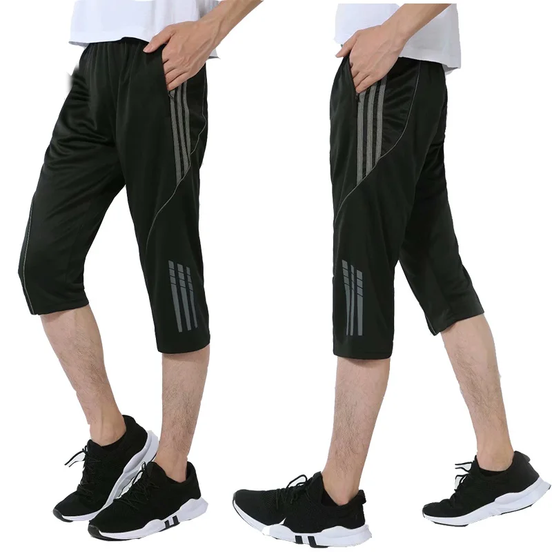 Summer Thin Football Male Pocket Zipper Capri Pants shou tui Running Fitness Calf | Спорт и развлечения