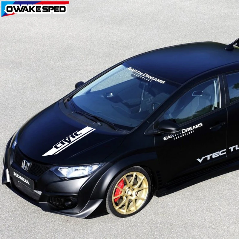 Наклейка на капот автомобиля для Honda CIVIC гоночный стиль спортивные полосы