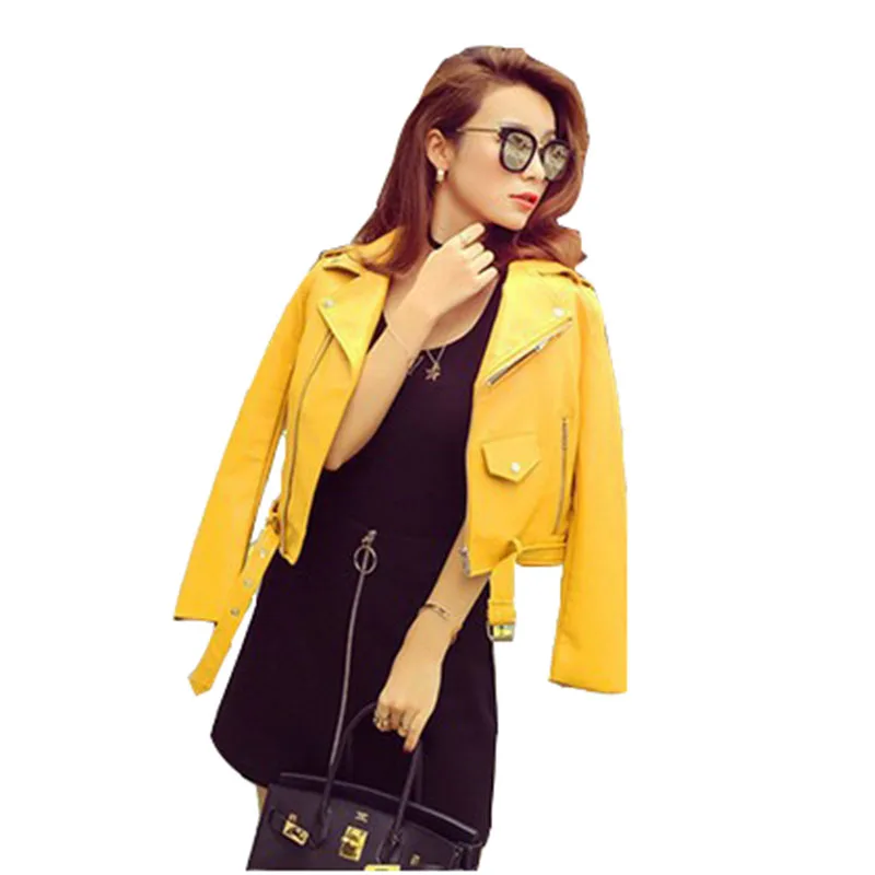 Сезон весна осень Модная женская кожаная куртка 2021 Новые однотонные шорты Цвет