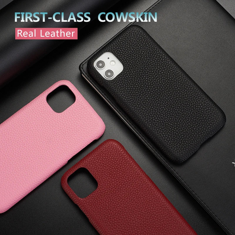 

Real Leather First Class Cowskin For iPhone 14 14ProMax 14Plus 13Promax 13 12 11 Case Luxury Shockproof Cover