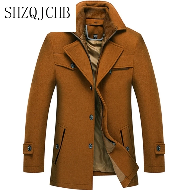 

Men New Wool Overcoat Winter Coat Business Casual Thick Mens Woolen Jackets Slim Fit Trench Coat Male Luxury Clothing
