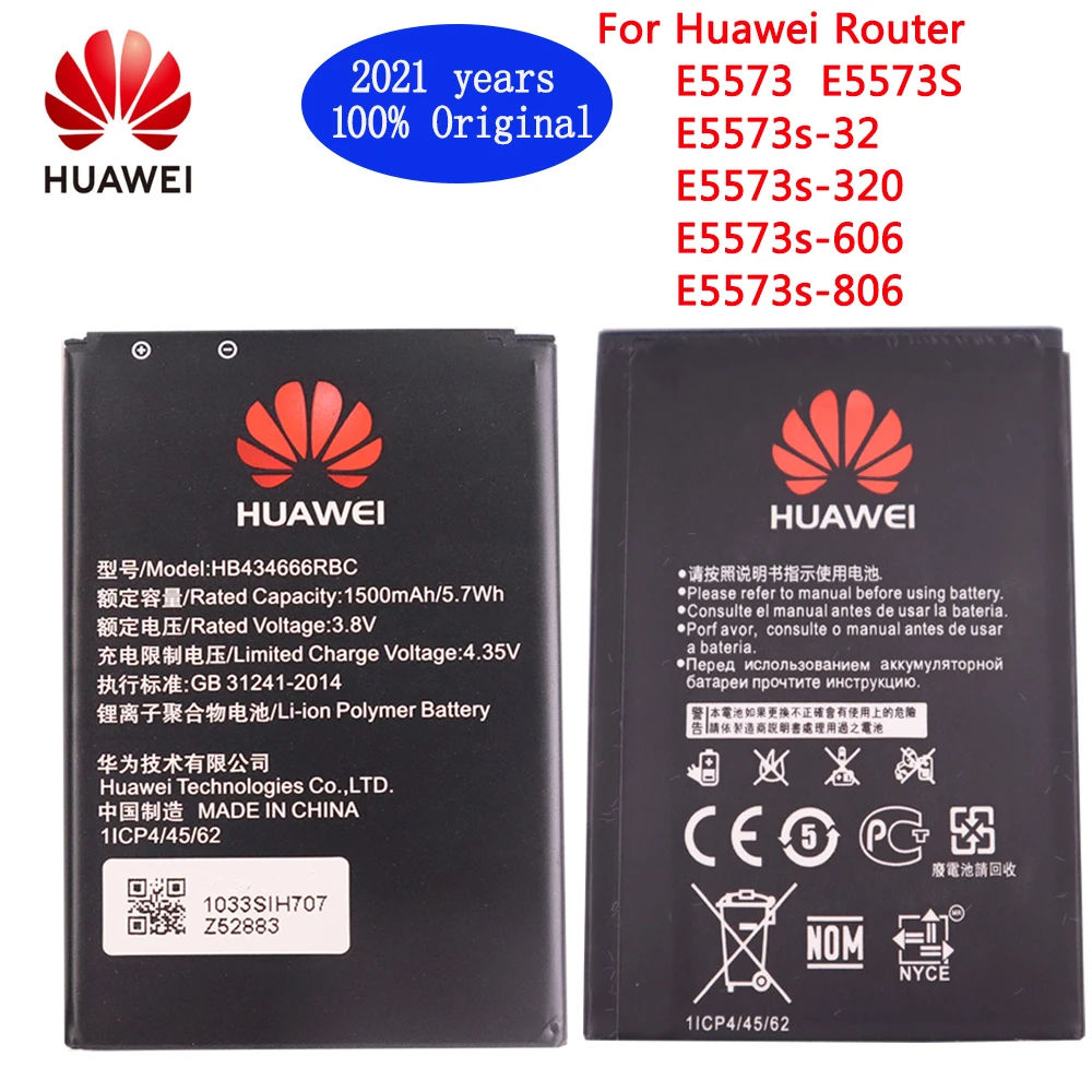 

2021 years phone battery HB434666RBC For Huawei Router E5573 E5573S E5573s-32 E5573s-320 E5573s-606 E5573s-806 1500mAh Battery