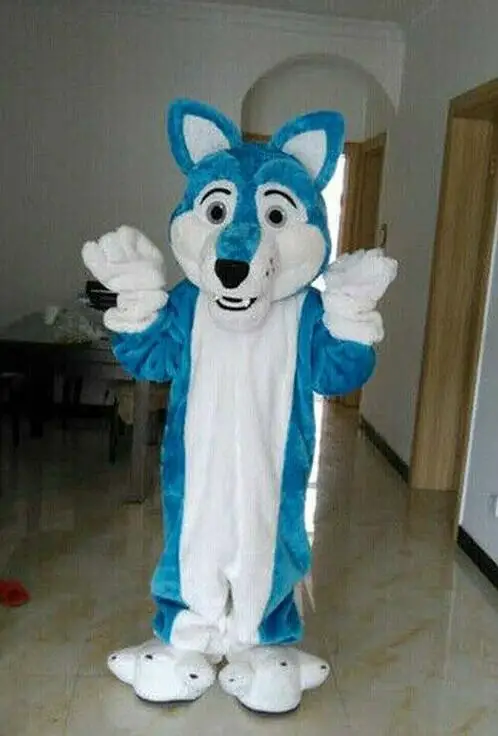 Высокое качество Синий Волк собака пушистый костюм талисман костюмы мультфильм