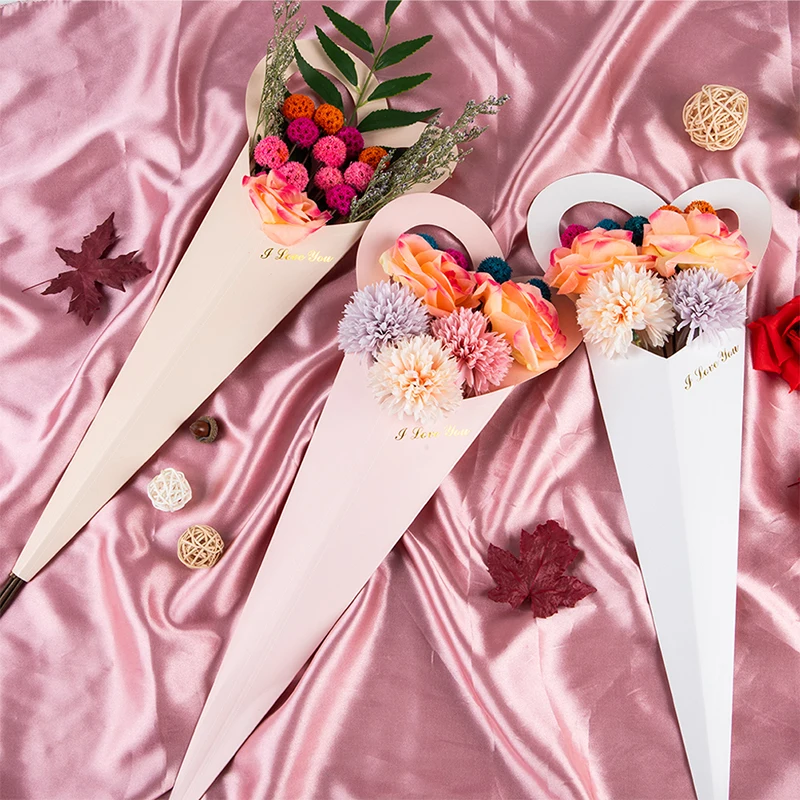 

5pcs Paperboard Wrapping Paper For Single Flower Packaging Gift Cases Packing Boxes Portable Gift Boxes Bouquet Packing