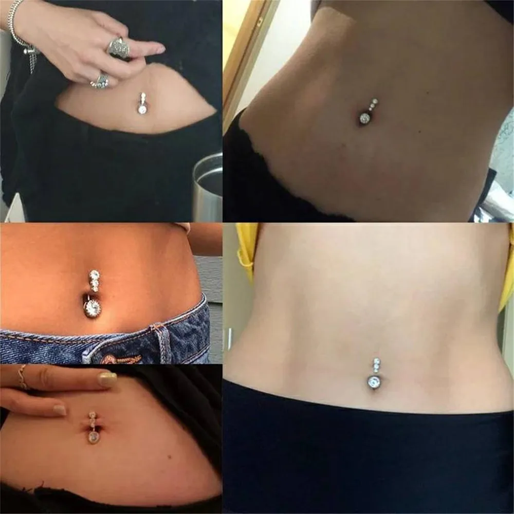 

AurolaCo Fashion Custom Name Belly Ring Stainless Steel Custom Body Jewelry Zircon Belly Ring Silver Color Gift for Women