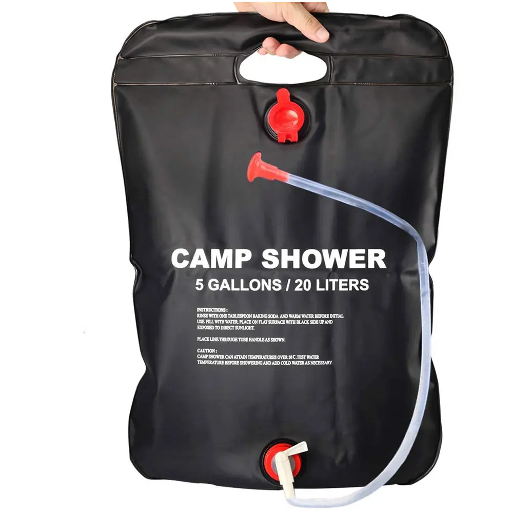 

Portable Outdoor Solar Shower Bag 5 Gallons/20L with Removable Hose and On-Off Switchable Head for Camping Beach Swimming Outdoo