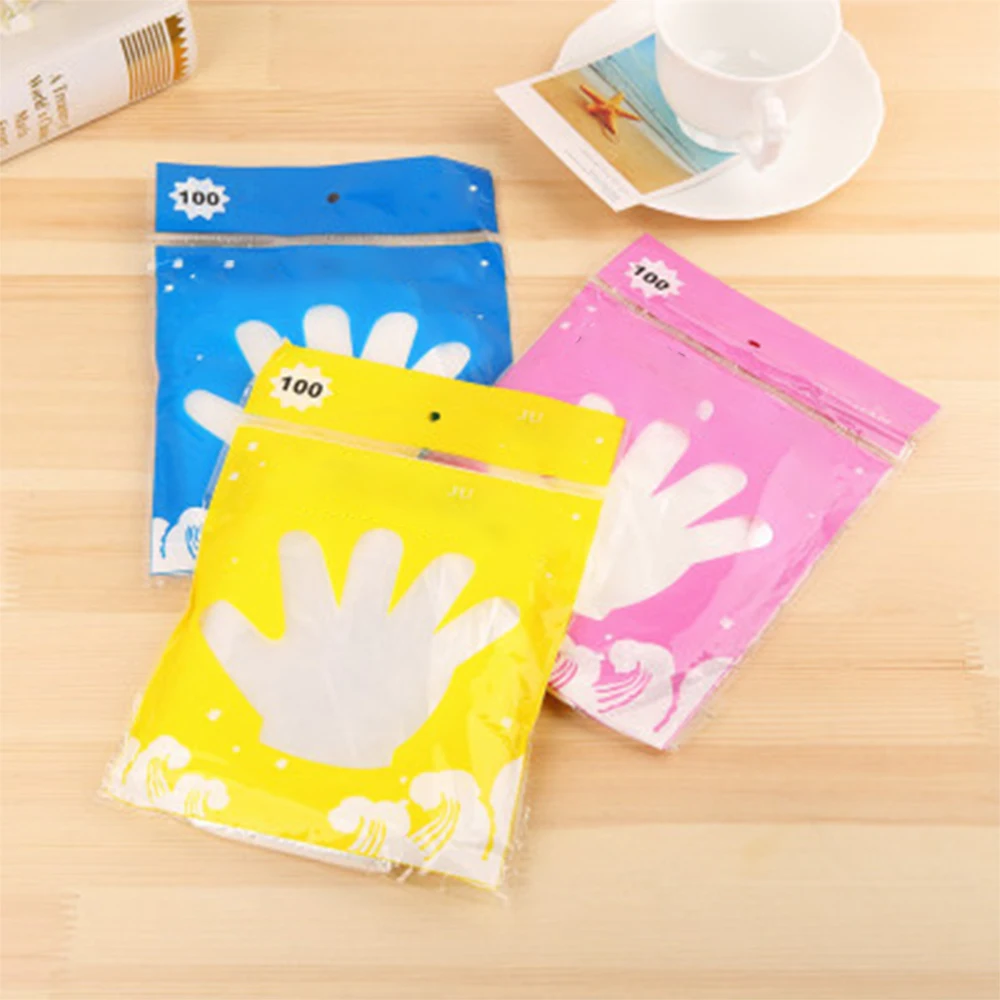 100 упаковок Пластиковые перчатки одноразовые пластиковые для мытья посуды
