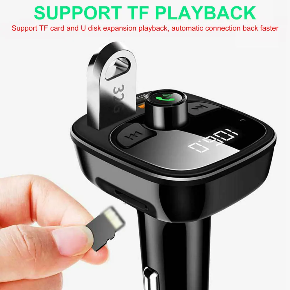 Bluetooth 5 0 FM передатчик Dual USB Зарядное устройство MP3 плеер Поддержка TF карты