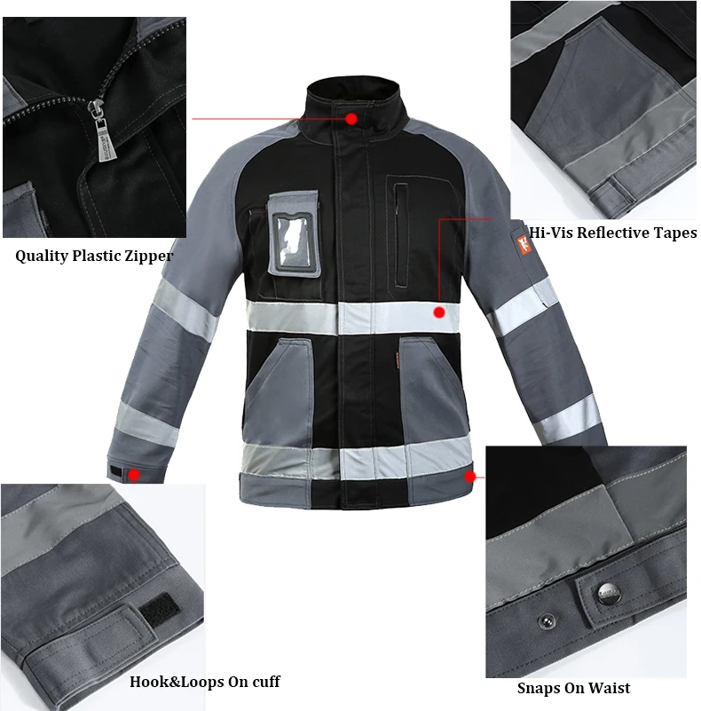 Hi Vis Adult High Visibility Men's Work Reflective Winter Jacket Clothing Multi-pockets Dropshipping | Безопасность и защита
