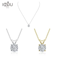 iogou real 1carat d color moissanite pendant for women 100 925 sterling silver wedding moissanite diamond necklace fine jewelry