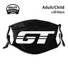 Gt, машина, автомобили, логотип. Белый на черном. Модная модная мягкая маска для рта, внешний логотип, логотипы, знаки, полоски, полоски, черные Gt