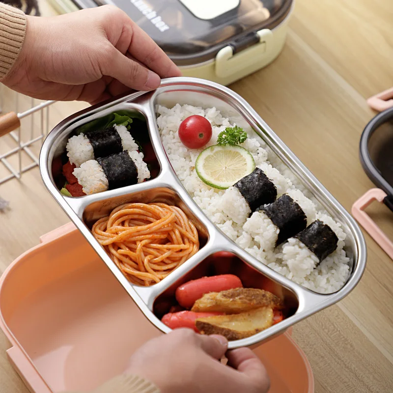 304 нержавеющая сталь изолированный Ланч-бокс Удобная Студенческая коробка для