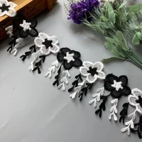 10x white black 5 cm flower embroidered lace trim ribbon floral applique fabric patches diy wedding dress sewing craft new